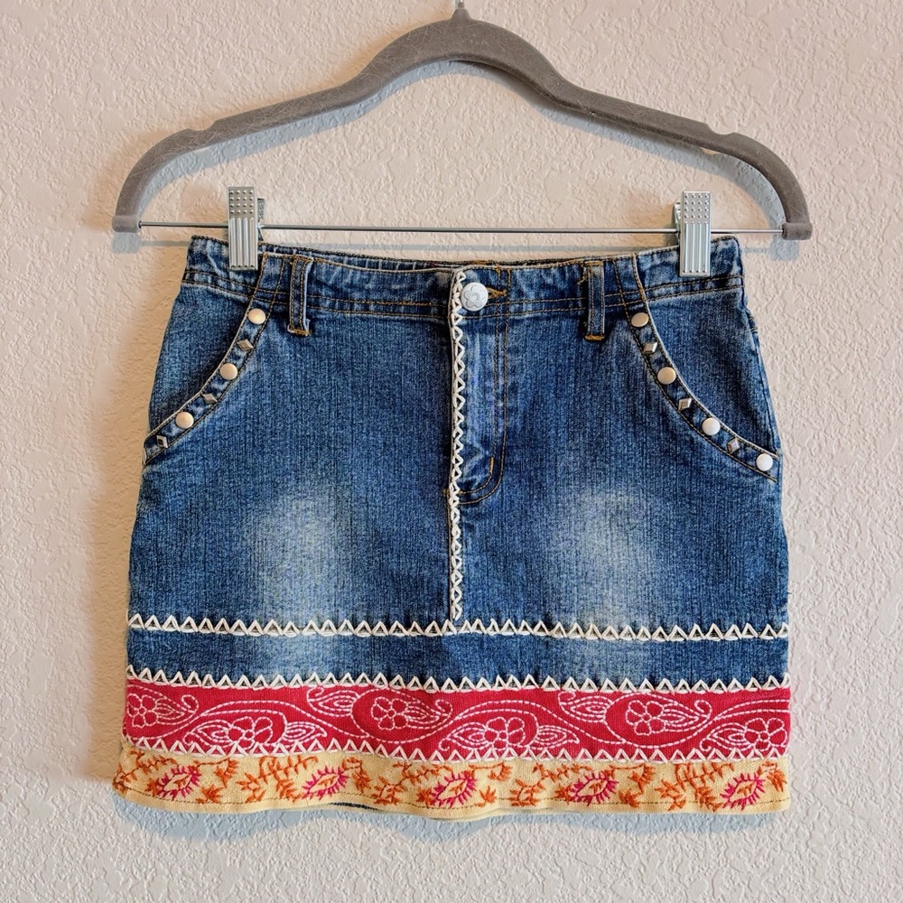 Vintage Y2K Patchwork Denim Mini Skirt